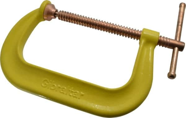 Gibraltar - Regular-Duty 6" Max Opening, 3-1/4" Throat Depth, Forged Steel Standard C-Clamp - 6,600 Lb Capacity, 0" Min Opening, Deep Throat, Copper Plated Screw - A1 Tooling