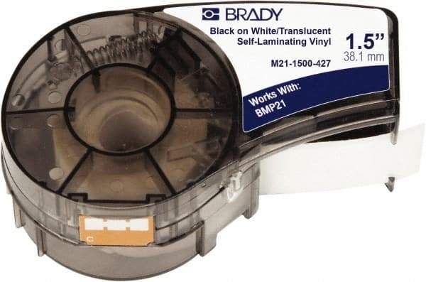 Brady - 1-1/2" Wide, Translucent & White Vinyl Labels - For BMP21 Plus Portable Label Printer, IDPAL Handheld Label Maker - A1 Tooling