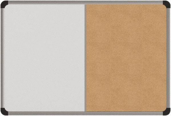 UNIVERSAL - 24" Wide x 18" High Dry Erase Combination Cork Bulletin Board - Melamine, Natural & White - A1 Tooling