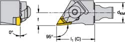 Kennametal - Right Hand Cut, Size KM16, NKL Insert Compatiblity, Modular Turning & Profiling Cutting Unit Head - 10mm Ctr to Cutting Edge, 30mm Head Length, Through Coolant, Series Micro Top Notch - A1 Tooling