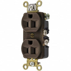 Hubbell Wiring Device-Kellems - 125V 15A NEMA 5-15R Industrial Grade Brown Straight Blade Duplex Receptacle - A1 Tooling