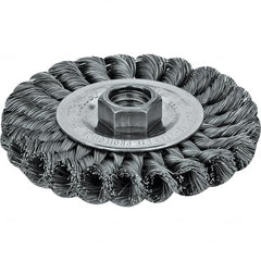 Weiler - 6" OD, 5/8" Arbor Hole, Crimped Steel Wheel Brush - 3/4" Face Width, 1-7/16" Trim Length, 0.014" Filament Diam, 6,000 RPM - A1 Tooling