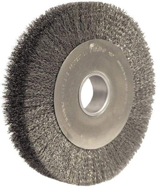 Weiler - 10" OD, 2" Arbor Hole, Crimped Steel Wheel Brush - 2" Face Width, 1-7/8" Trim Length, 0.0104" Filament Diam, 4,000 RPM - A1 Tooling