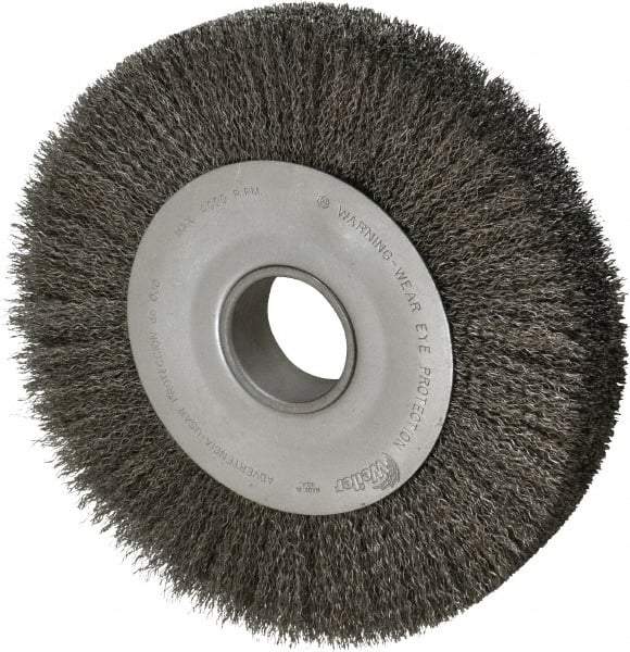 Weiler - 10" OD, 2" Arbor Hole, Crimped Steel Wheel Brush - 1-5/8" Face Width, 1-7/8" Trim Length, 0.014" Filament Diam, 4,000 RPM - A1 Tooling