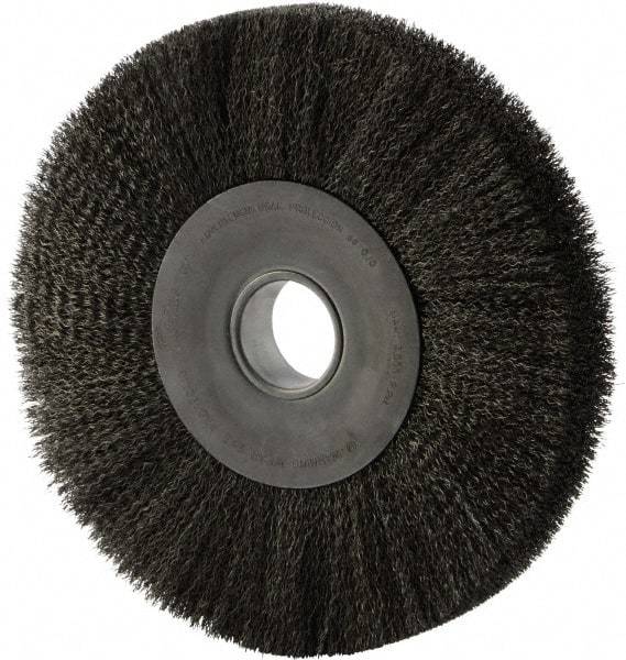 Weiler - 12" OD, 2" Arbor Hole, Crimped Steel Wheel Brush - 2" Face Width, 2-7/8" Trim Length, 0.014" Filament Diam, 3,000 RPM - A1 Tooling