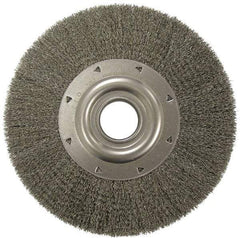 Weiler - 12" OD, 2" Arbor Hole, Crimped Steel Wheel Brush - 2" Face Width, 2-7/8" Trim Length, 0.02" Filament Diam, 3,000 RPM - A1 Tooling