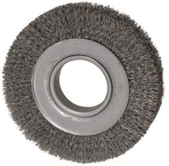 Weiler - 6" OD, 2" Arbor Hole, Crimped Steel Wheel Brush - 1" Face Width, 1-1/8" Trim Length, 0.0118" Filament Diam, 6,000 RPM - A1 Tooling