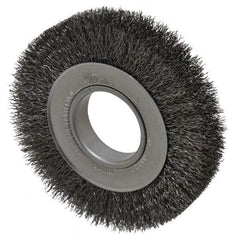 Weiler - 6" OD, 2" Arbor Hole, Crimped Steel Wheel Brush - 1" Face Width, 1-1/8" Trim Length, 0.014" Filament Diam, 6,000 RPM - A1 Tooling