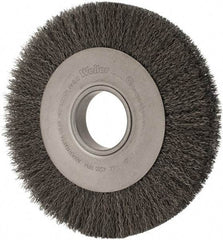 Weiler - 8" OD, 2" Arbor Hole, Crimped Steel Wheel Brush - 1" Face Width, 1-3/8" Trim Length, 0.014" Filament Diam, 4,500 RPM - A1 Tooling