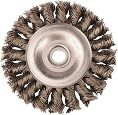 Weiler - 3" OD, 1/2" Arbor Hole, Knotted Steel Wheel Brush - 3/8" Face Width, 5/8" Trim Length, 0.02" Filament Diam, 25,000 RPM - A1 Tooling