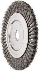 Weiler - 10" OD, 1-1/4" Arbor Hole, Knotted Steel Wheel Brush - 3/4" Face Width, 1-3/4" Trim Length, 0.016" Filament Diam, 4,500 RPM - A1 Tooling