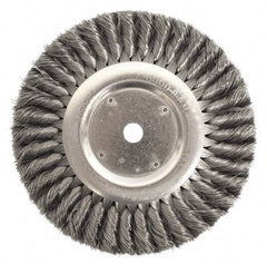 Weiler - 12" OD, 2" Arbor Hole, Knotted Steel Wheel Brush - 1-1/4" Face Width, 2-3/4" Trim Length, 0.0118" Filament Diam, 3,600 RPM - A1 Tooling