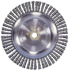 Weiler - 10" OD, 1-1/4" Arbor Hole, Knotted Steel Wheel Brush - 3/4" Face Width, 1-3/4" Trim Length, 0.014" Filament Diam, 4,500 RPM - A1 Tooling