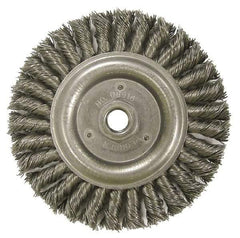 Weiler - 6" OD, 5/8-11 Arbor Hole, Knotted Steel Wheel Brush - 1/2" Face Width, 1-1/4" Trim Length, 0.023" Filament Diam, 12,500 RPM - A1 Tooling