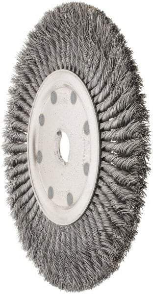 Weiler - 12" OD, 1-1/4" Arbor Hole, Knotted Steel Wheel Brush - 5/8" Face Width, 2-1/4" Trim Length, 0.02" Filament Diam, 4,500 RPM - A1 Tooling