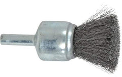 Weiler - 3/4" Brush Diam, Crimped, End Brush - 1/4" Diam Steel Shank, 22,000 Max RPM - A1 Tooling