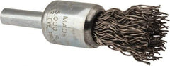 Weiler - 1/2" Brush Diam, Crimped, End Brush - 1/4" Diam Steel Shank, 25,000 Max RPM - A1 Tooling