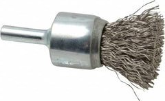 Weiler - 3/4" Brush Diam, Crimped, End Brush - 1/4" Diam Steel Shank, 22,000 Max RPM - A1 Tooling