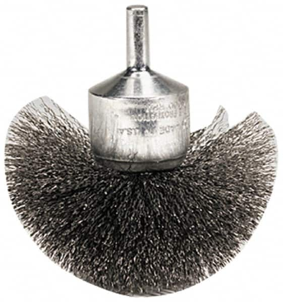 Weiler - 2-3/4" Brush Diam, Crimped, Flared End Brush - 1/4" Diam Shank, 16,000 Max RPM - A1 Tooling