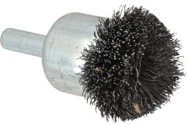 Weiler - 1-1/4" Brush Diam, Crimped, Flared End Brush - 1/4" Diam Shank, 20,000 Max RPM - A1 Tooling