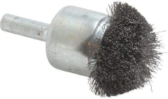 Weiler - 1-1/4" Brush Diam, Crimped, Flared End Brush - 1/4" Diam Shank, 20,000 Max RPM - A1 Tooling