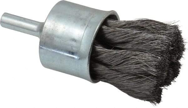 Weiler - 1-1/8" Brush Diam, Knotted, End Brush - 1/4" Diam Shank, 20,000 Max RPM - A1 Tooling