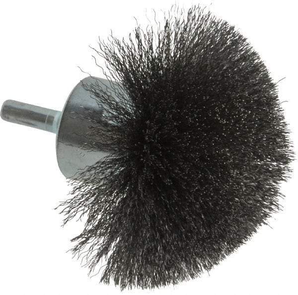 Weiler - 3" Brush Diam, Crimped, Flared End Brush - 1/4" Diam Shank, 16,000 Max RPM - A1 Tooling