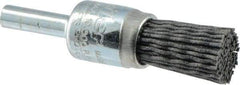 Weiler - 180 Grit, 1/2" Brush Diam, Crimped, End Brush - Very Fine Grade, 1/4" Diam Shank, 10,000 Max RPM - A1 Tooling