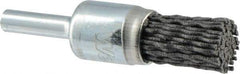 Weiler - 120 Grit, 1/2" Brush Diam, Crimped, End Brush - Fine Grade, 1/4" Diam Shank, 10,000 Max RPM - A1 Tooling