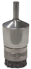 Weiler - 180 Grit, 3/4" Brush Diam, Crimped, End Brush - Very Fine Grade, 1/4" Diam Shank, 10,000 Max RPM - A1 Tooling