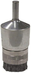 Weiler - 180 Grit, 1" Brush Diam, Crimped, End Brush - Very Fine Grade, 1/4" Diam Shank, 10,000 Max RPM - A1 Tooling