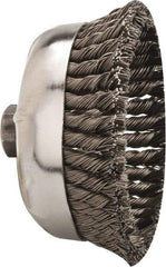 Weiler - 6" Diam, 5/8-11 Threaded Arbor, Steel Fill Cup Brush - 0.035 Wire Diam, 1-3/8" Trim Length, 6,600 Max RPM - A1 Tooling