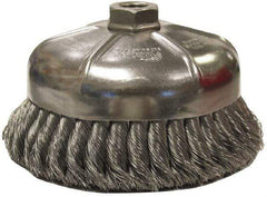 Weiler - 2-3/4" Diam, 3/8-24 Threaded Arbor, Steel Fill Cup Brush - 0.014 Wire Diam, 1" Trim Length, 14,000 Max RPM - A1 Tooling