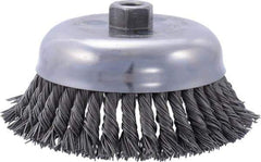 Weiler - 6" Diam, 5/8-11 Threaded Arbor, Steel Fill Cup Brush - 0.035 Wire Diam, 1-5/8" Trim Length, 6,000 Max RPM - A1 Tooling