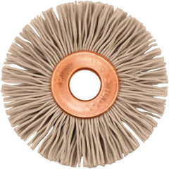 Weiler - 1-3/8" OD, 1/4" Arbor Hole, Nylon Wheel Brush - 5/16" Face Width, 3/8" Trim Length, 0.018" Filament Diam, 10,000 RPM - A1 Tooling