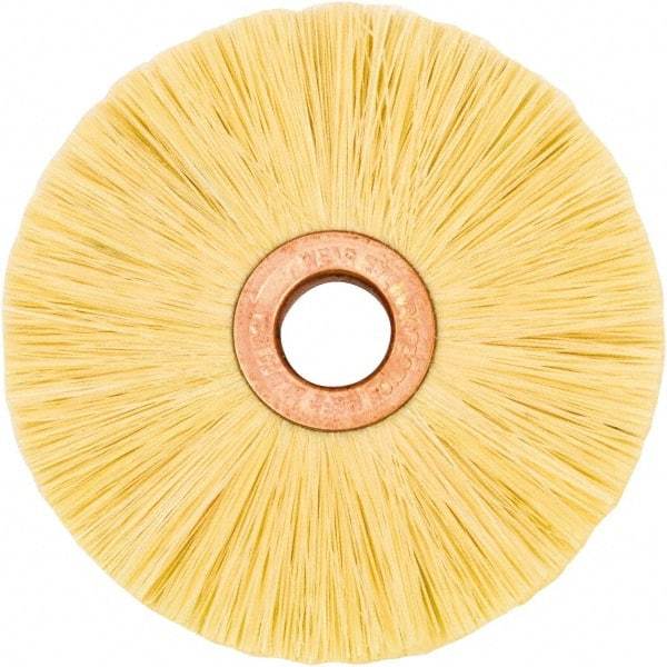 Weiler - 3" OD, 1/2" Arbor Hole, Natural Fiber Wheel Brush - 1/2" Face Width, 1" Trim Length, 20,000 RPM - A1 Tooling