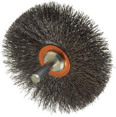 Weiler - 3" OD, 1/4" Shank Diam, Crimped Steel Wheel Brush - 1/2" Face Width, 1" Trim Length, 0.008" Filament Diam, 20,000 RPM - A1 Tooling