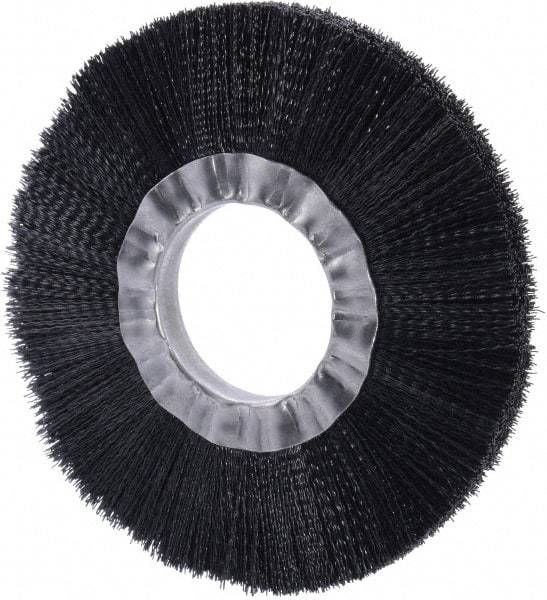 Weiler - 6" OD, 2" Arbor Hole, Nylon Wheel Brush - 3/4" Face Width, 1-1/2" Trim Length, 0.016" Filament Diam, 6,000 RPM - A1 Tooling