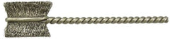 Weiler - 1-1/8" Diam Helical Stainless Steel Tube Brush - 0.008" Filament Diam, 1" Brush Length, 3-1/2" OAL, 1/4" Diam Stainless Steel Shank - A1 Tooling