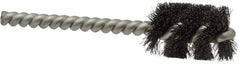 Weiler - 3/4" Diam Helical Steel Tube Brush - 0.006" Filament Diam, 1" Brush Length, 3-1/2" OAL, 7/32" Diam Stainless Steel Shank - A1 Tooling