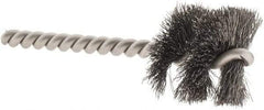 Weiler - 1-1/8" Diam Helical Steel Tube Brush - 0.008" Filament Diam, 1" Brush Length, 3-1/2" OAL, 1/4" Diam Stainless Steel Shank - A1 Tooling