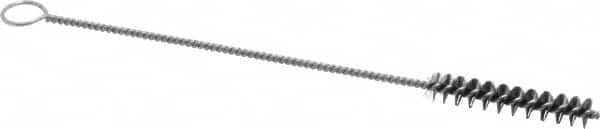 Weiler - 2" Long x 3/8" Diam Steel Hand Tube Brush - Single Spiral, 8" OAL, 0.006" Wire Diam, 1/8" Shank Diam - A1 Tooling