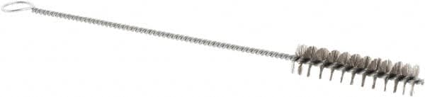 Weiler - 2" Long x 1/2" Diam Stainless Steel Hand Tube Brush - Single Spiral, 8" OAL, 0.004" Wire Diam, 1/8" Shank Diam - A1 Tooling