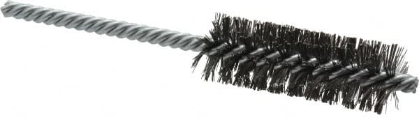 Weiler - 7/8" Diam Helical Steel Tube Brush - Double Spiral, 0.0104" Filament Diam, 2-1/2" Brush Length, 5-1/2" OAL, 1/4" Diam Shank - A1 Tooling