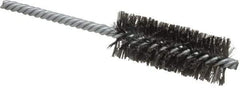 Weiler - 1" Diam Helical Steel Tube Brush - Double Spiral, 0.006" Filament Diam, 2-1/2" Brush Length, 5-1/2" OAL, 1/4" Diam Shank - A1 Tooling