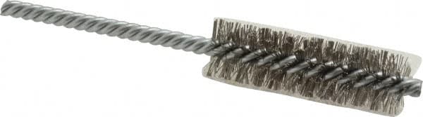 Weiler - 3/4" Diam Helical Stainless Steel Tube Brush - Double Spiral, 0.0104" Filament Diam, 2-1/2" Brush Length, 5-1/2" OAL, 1/4" Diam Shank - A1 Tooling