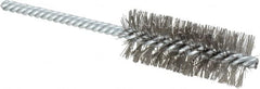 Weiler - 1" Diam Helical Stainless Steel Tube Brush - Double Spiral, 0.0104" Filament Diam, 2-1/2" Brush Length, 5-1/2" OAL, 1/4" Diam Shank - A1 Tooling