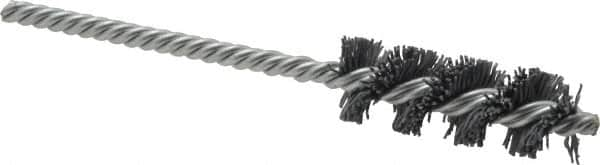 Weiler - 11/16" Diam Helical Nylon Tube Brush - Single Spiral, 0.022" Filament Diam, 2" Brush Length, 5" OAL, 7/32" Diam Shank - A1 Tooling