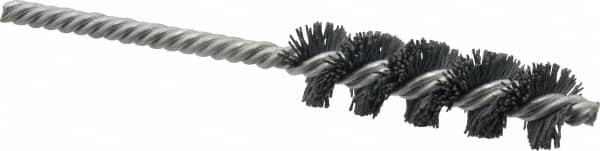 Weiler - 3/4" Diam Helical Nylon Tube Brush - Single Spiral, 0.022" Filament Diam, 2-1/2" Brush Length, 5-1/2" OAL, 1/4" Diam Shank - A1 Tooling