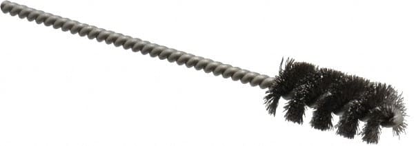 Weiler - 7/16" Diam Helical Steel Tube Brush - 0.005" Filament Diam, 1" Brush Length, 3-1/2" OAL, 1/8" Diam Stainless Steel Shank - A1 Tooling